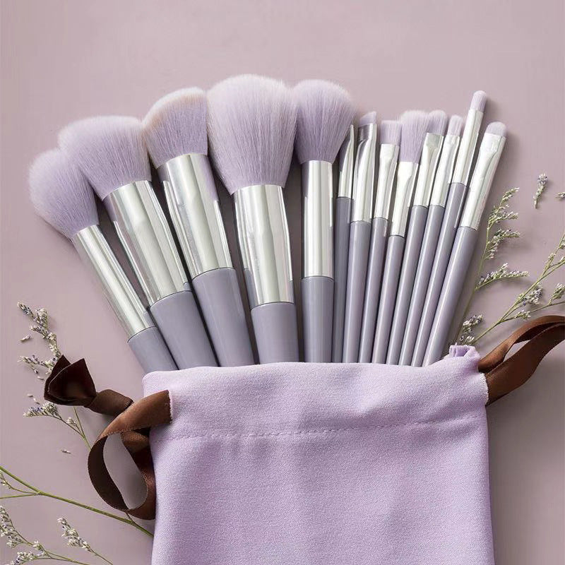 13 Piece Makeup Brush Set with Velvet Pouch | Gift Set for Women