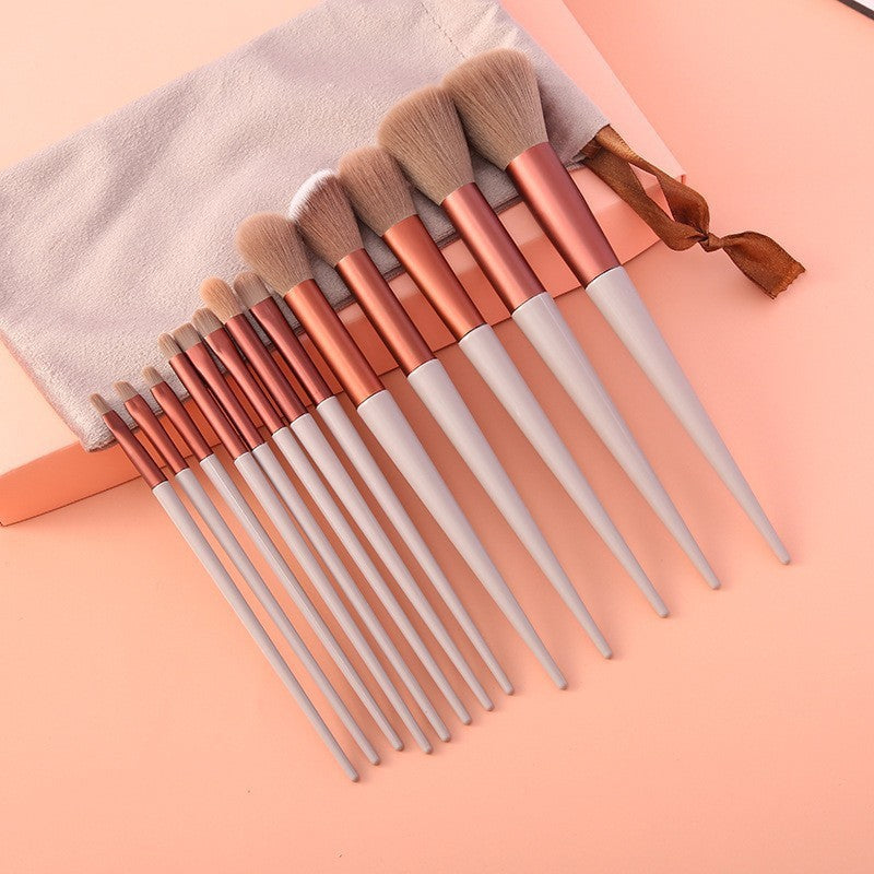 13 Piece Makeup Brush Set with Velvet Pouch | Gift Set for Women