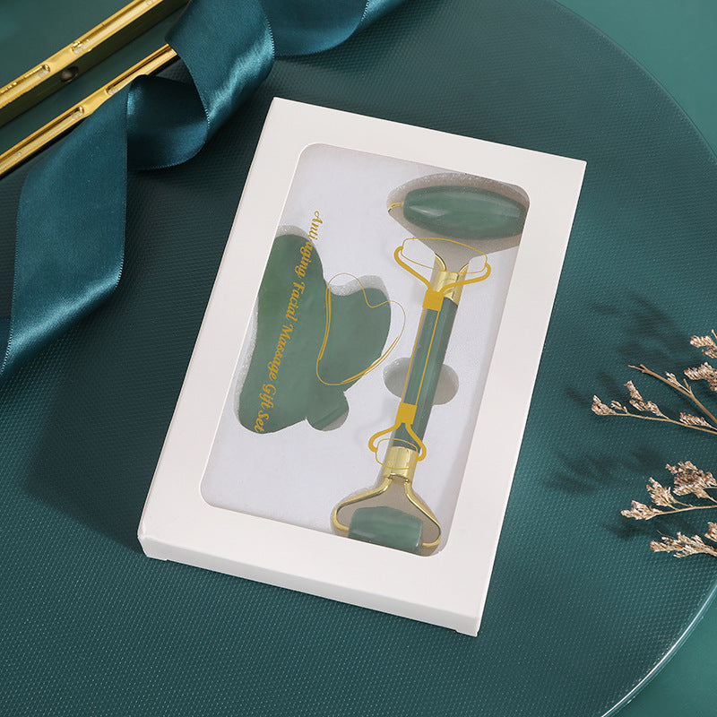 Natural Jade Roller & Gua Sha Set | Facial Massage Skincare Tool