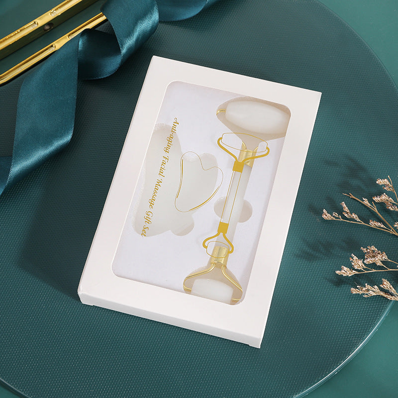 Natural Jade Roller & Gua Sha Set | Facial Massage Skincare Tool